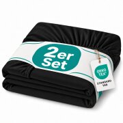 Topper Jersey Spannbettlaken Doppelpack 90 x 190 - 100 x 200 cm Schwarz