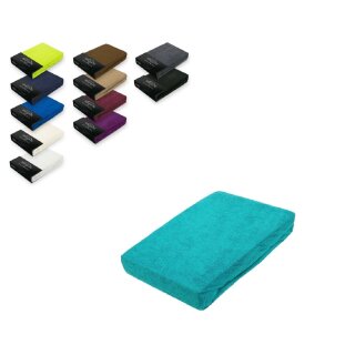 EXKLUSIV HEIMTEXTIL Frottee Spannbettlaken 90 - 100 x 200 cm Türkis 80% Baumwolle 20% Polyester  Öko - Tex Zertifiziert Bed-Sheet Bettlaken Spannbetttuch Topper Leinentuch