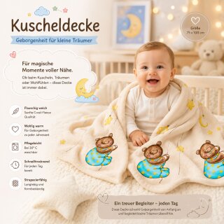 Baby Kuscheldecke 75x100 cm – Weiche Fleece Babydecke Bär, 3,25 €