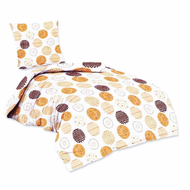 Flanell Bettwäsche ANOUK 2 teilig Reißverschluss Kreise gelb-braun MA, 8,00 €