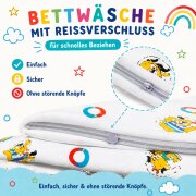 Kinderbettwäsche Paul 100x135 cm Baumwolle – 2-teiliges Set mit Kissenbezug – OEKO-TEX – Bettwäsche Kinder mit Reißverschluss, pflegeleicht & hautfreundlich