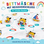 Kinderbettwäsche Paul 100x135 cm Baumwolle – 2-teiliges Set mit Kissenbezug – OEKO-TEX – Bettwäsche Kinder mit Reißverschluss, pflegeleicht & hautfreundlich