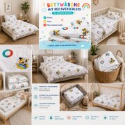 Kinderbettwäsche Paul 100x135 cm Baumwolle – 2-teiliges Set mit Kissenbezug – OEKO-TEX – Bettwäsche Kinder mit Reißverschluss, pflegeleicht & hautfreundlich