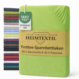EXKLUSIV HEIMTEXTIL Frottee Spannbettlaken Rundumgummizug Marke 70 x 140 cm Limette/Apfelgrün 80% Baumwolle 20% Polyester  Öko - Tex Zertifiziert Bed-Sheet Bettlaken Spannbetttuch Topper Leinentuch