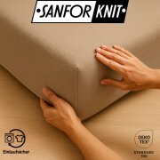 EXKLUSIV HEIMTEXTIL Frottee Spannbettlaken Rundumgummizug Marke 140 x 200 cm Sand 80% Baumwolle 20% Polyester  Öko - Tex Zertifiziert Bed-Sheet Bettlaken Spannbetttuch Topper Leinentuch