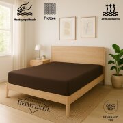 EXKLUSIV HEIMTEXTIL Frottee Spannbettlaken Rundumgummizug Marke 140 x 200 cm Schokobraun 80% Baumwolle 20% Polyester  Öko - Tex Zertifiziert Bed-Sheet Bettlaken Spannbetttuch Topper Leinentuch