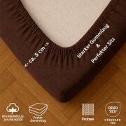 EXKLUSIV HEIMTEXTIL Frottee Spannbettlaken Rundumgummizug Marke 140 x 200 cm Schokobraun 80% Baumwolle 20% Polyester  Öko - Tex Zertifiziert Bed-Sheet Bettlaken Spannbetttuch Topper Leinentuch