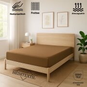 EXKLUSIV HEIMTEXTIL Frottee Spannbettlaken Rundumgummizug Marke 180 x 200 cm Sand 80% Baumwolle 20% Polyester  Öko - Tex Zertifiziert Bed-Sheet Bettlaken Spannbetttuch Topper Leinentuch